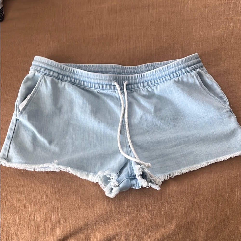 Aerie denim Daydream elastic drawstring waist shorts